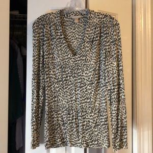 Banana Republic v-neck sweater, animal print.